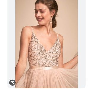 bhldn Avery gown sequin top tulle bottom size 0 like new